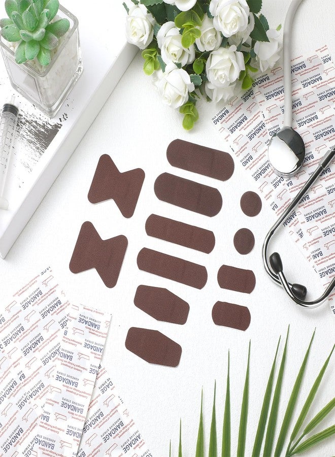 Lounsweer 150 Pcs 6 Sizes Brown Shade Flexible Fabric Bandages Adhesive Bandage Flexible Bandages Variety Pack for Adult Protect Cuts Scrapes Scratches Inclusivity and Diversity(Dark Brown) - Image 5